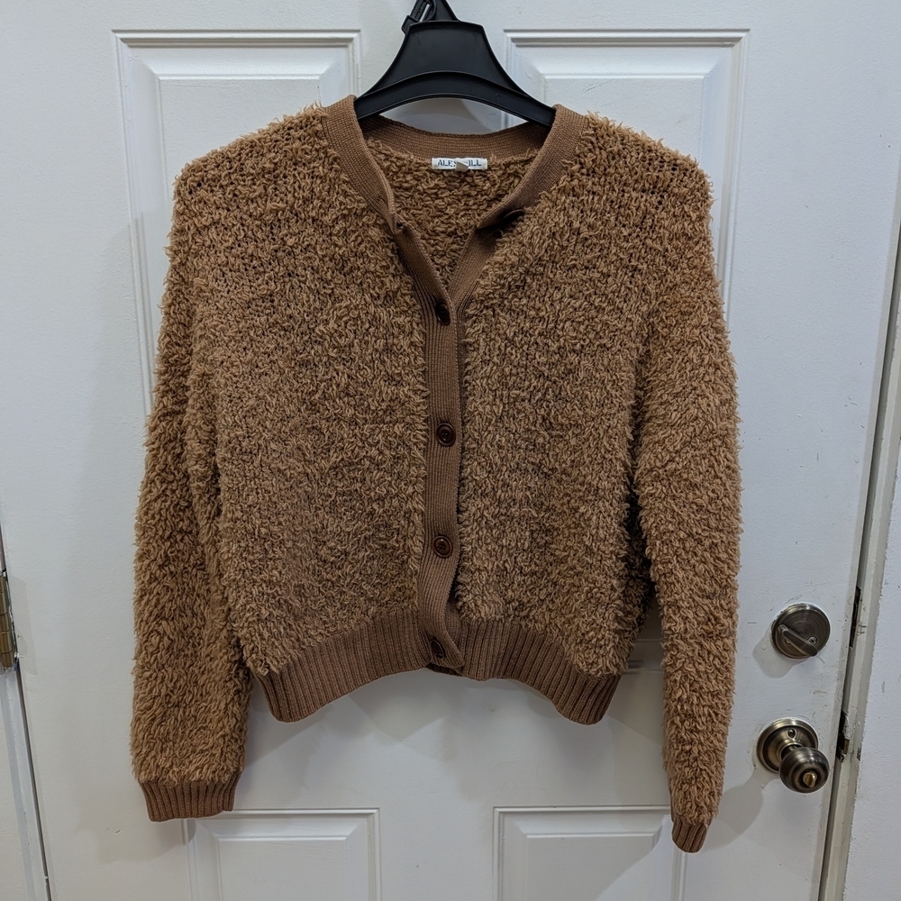Alex Mill Binky Brown Textured Cardigan Merino Wool - Picture 3 of 6